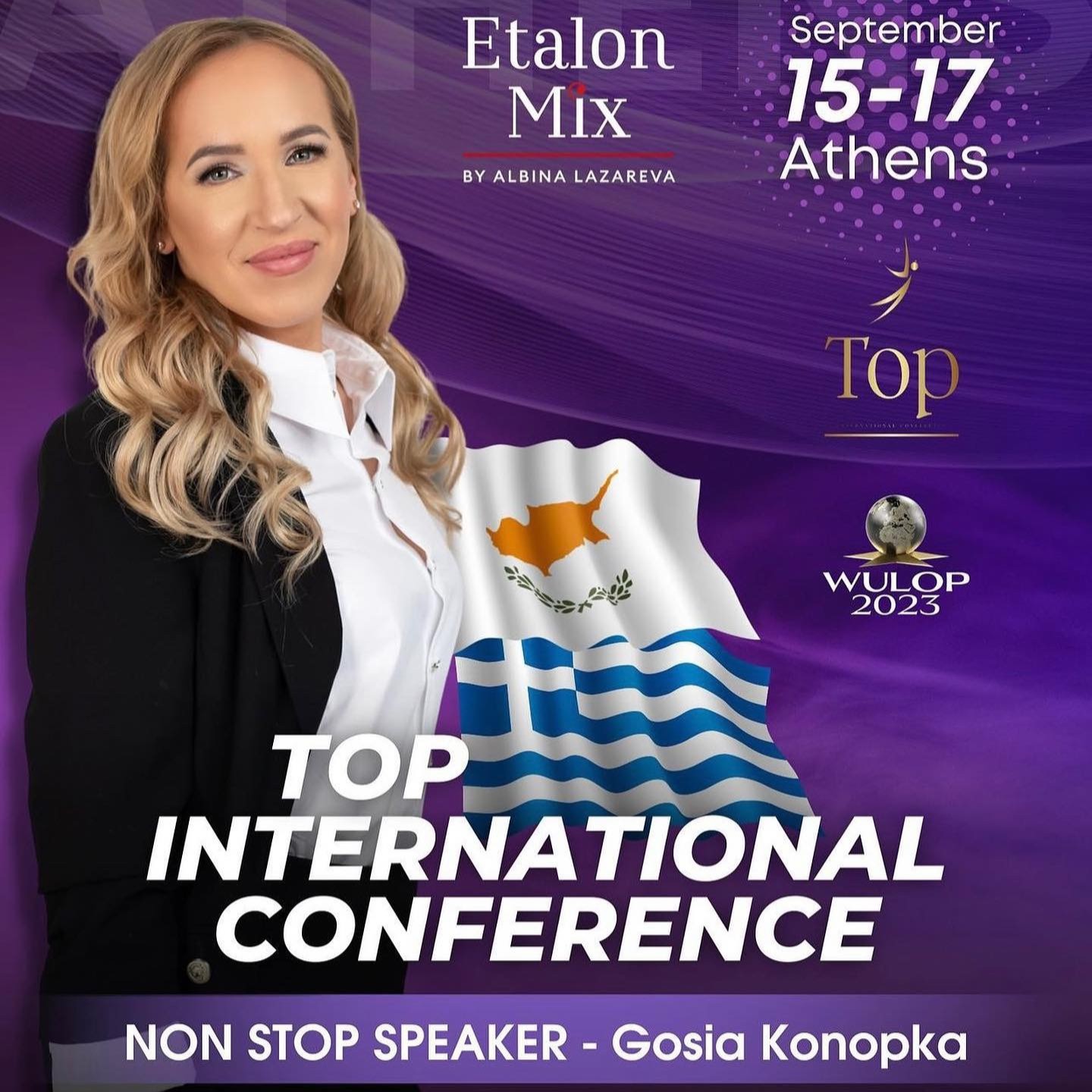 Gosia Konopka – International Permanent Makeup & PMU Speaker and Live Demonstrator at WULOP 2023 in Athens, Greece, presenting her Soft Ombre Brows permanent makeup technique.