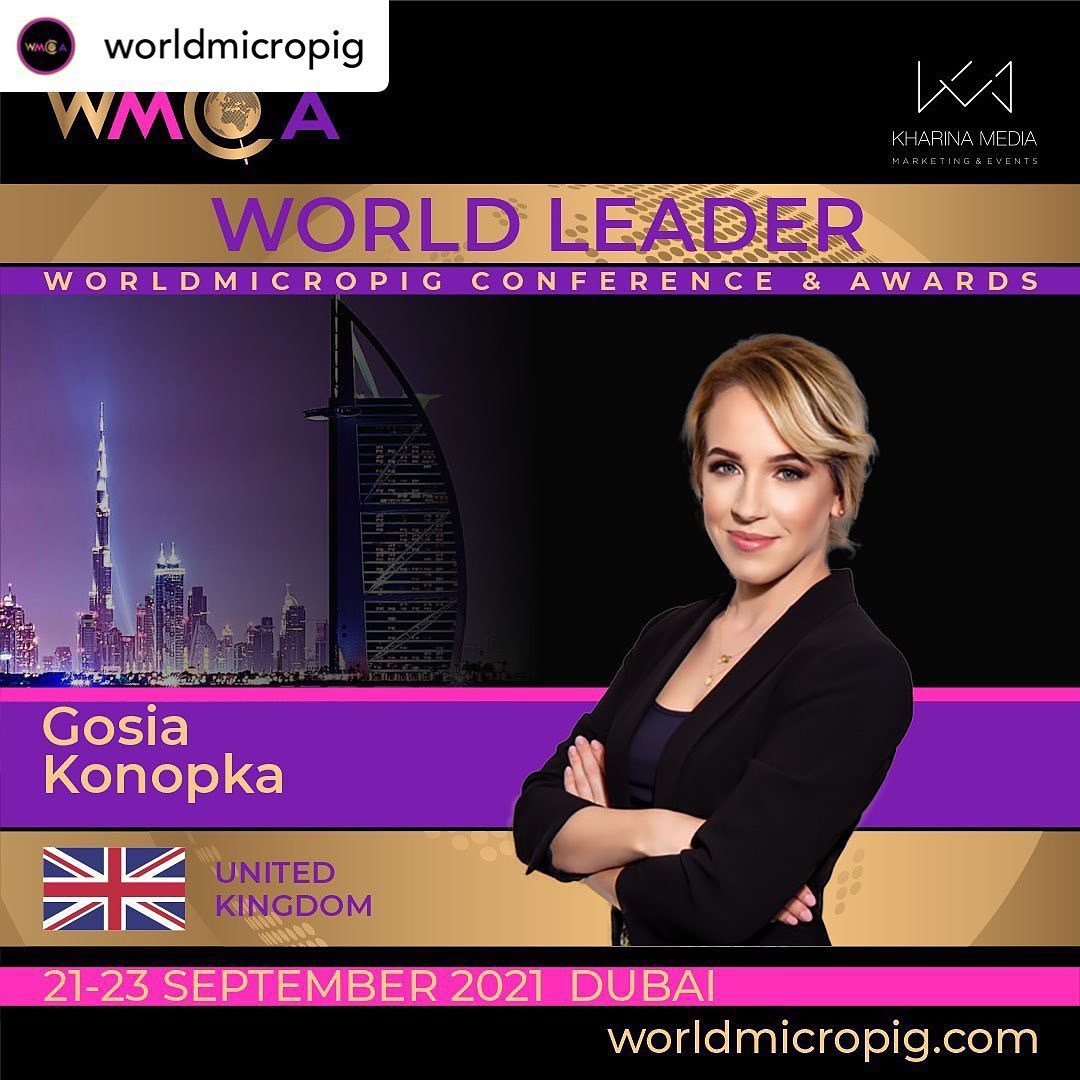 Gosia Konopka representing the United Kingdom as a Permanent Makeup / PMU World Leader at the World Micropigmentation Conference & Awards 2021 in Dubai